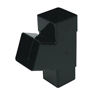 image of FloPlast RYS1B Square Downpipe 67.5 Deg Branch - Black 65mm