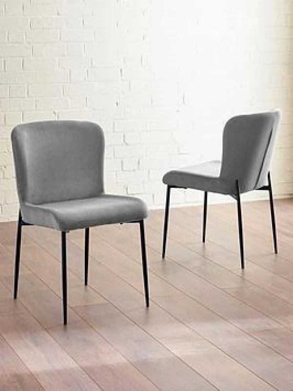 Image of SO'HOME Sylvie Corduroy Upholstered Dining Chairs (Set of 2) Grey ONE SIZE