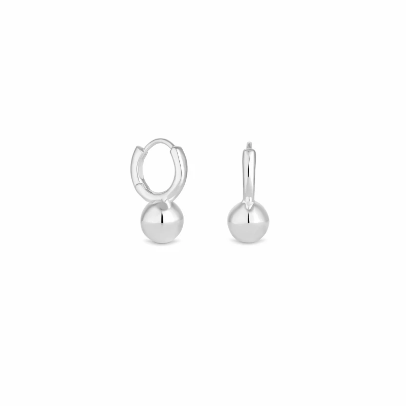 Image of Simply Silver Sterling Silver 925 Polished Orb Huggie Hoop Earrings Silver female