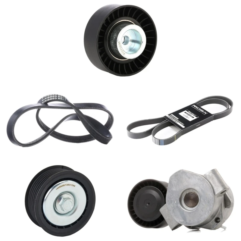 Image of RIDEX 542R0700 V-ribbed belt set Check alternator freewheel clutch & replace if necessary V-Ribbed Belt Set (542)