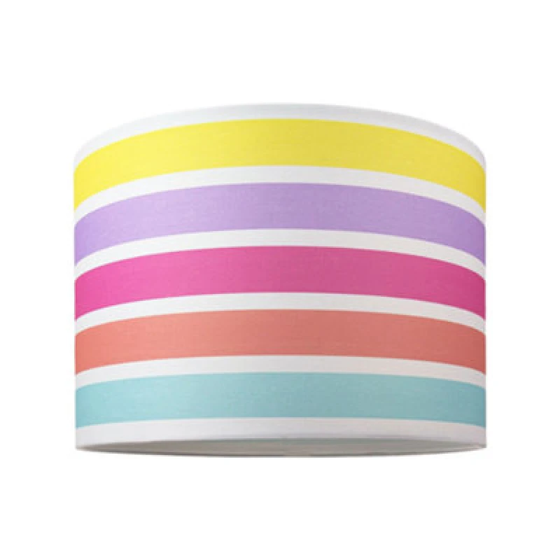 Image of Happy Homewares Modern And Cute Multi Coloured Rainbow Stripe Cotton Fabric Lamp Shade - 12