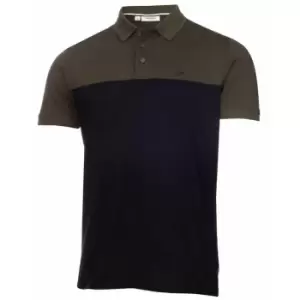 Image of Calvin Klein COLOUR BLOCK POLO SHIRT Olive Marl/Black - L