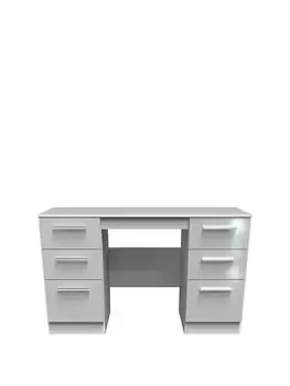 Image of Swift Montreal Ready Assembled Double Pedestal Desk - White/Grey Gloss