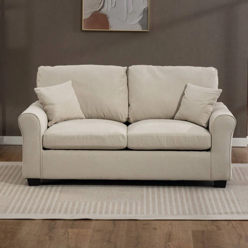 Image of Artemis Home Lewiston Fabric Pull Out Sofabed in Beige Size: 3 Seater Beige Unisex 3 Seater