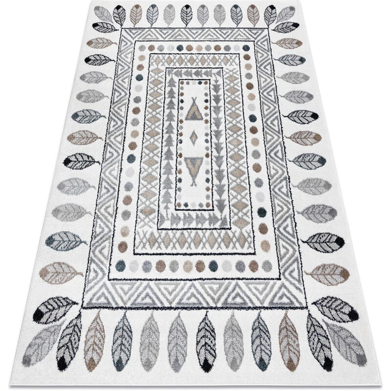 Image of RUGSX Carpet FUN Teepee for children, Indian, frame cream beige 80x150cm O317_