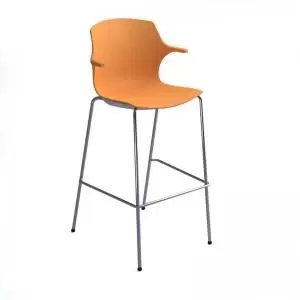 Image of Roscoe high stool with chrome legs and plastic shell with arms - warm