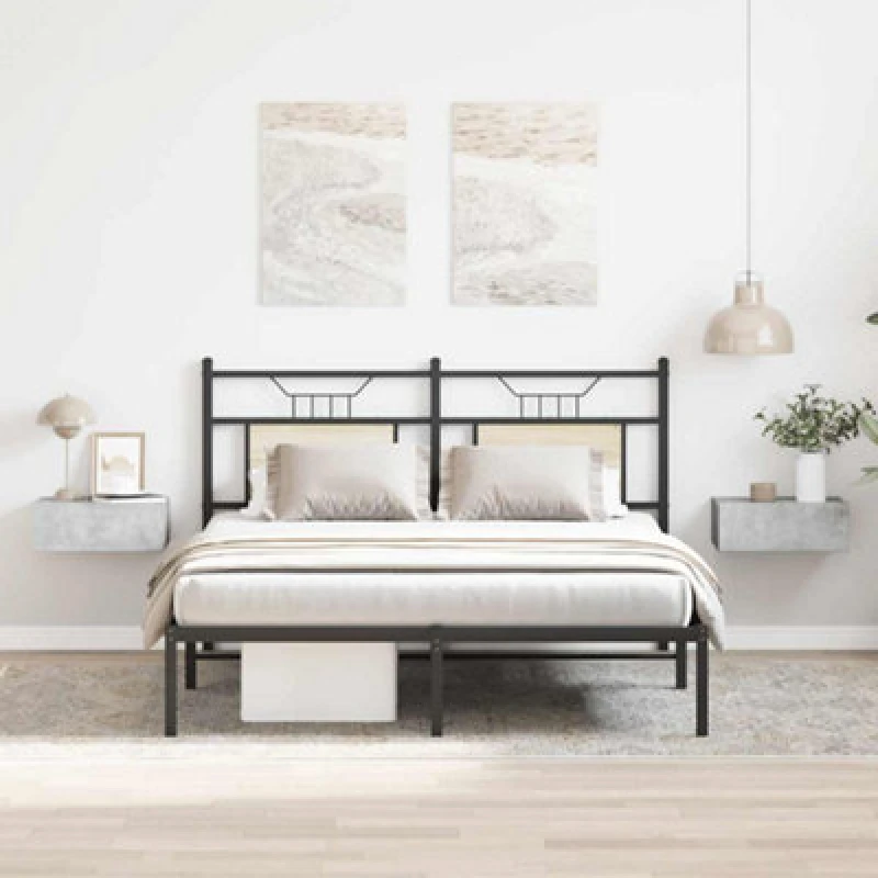 Image of vidaXL 2x Floating Nightstand Concrete Grey Engineered Wood Wall-mounted Shelf