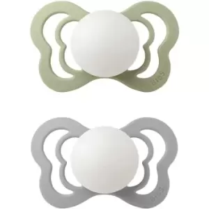 Image of BIBS Couture Glow Silicone Size 2: 6+ months dummy Sage / Cloud 2 pc