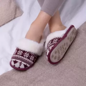 Image of totes Family Collection Ladies Fur Lined Mule Slippers Red