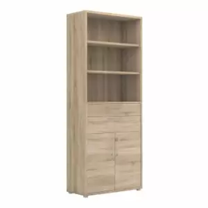 image of Prima Bookcase 3 Shelves With 2 Drawers And 2 Doors In Oak Effect