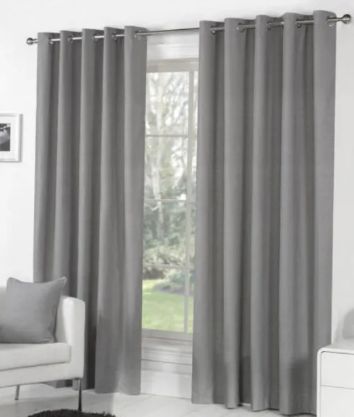 image of Fusion Sorbonne 100% Cotton Eyelet Lined Curtains, Charcoal, 66 x 54" - Fusion SNECH66546LUU