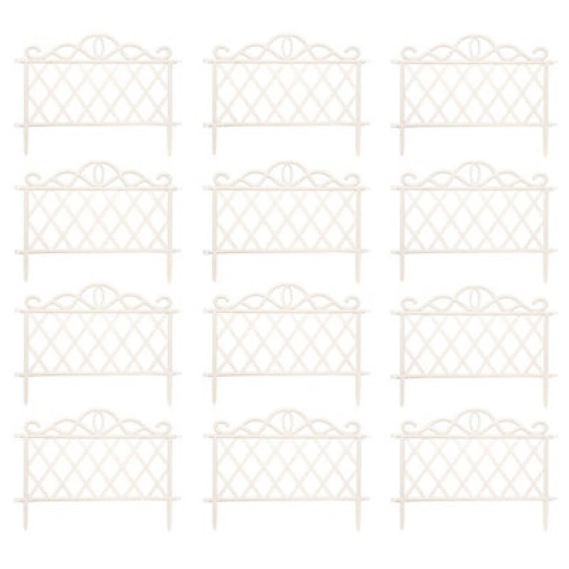 Image of Samuel Alexander Pack Of 12 27Cm White Plastic Garden Patio Lawn Border Fence Edging
