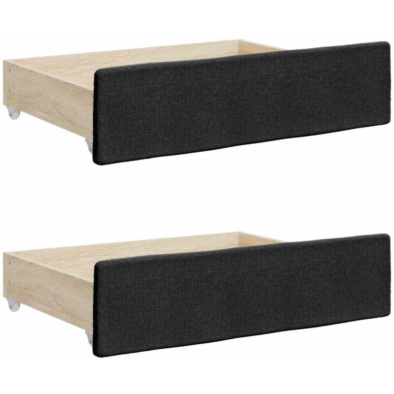 Image of Vidaxl Bed Drawers 2 Pcs Black Engineered Wood And Fabric, Black 833912