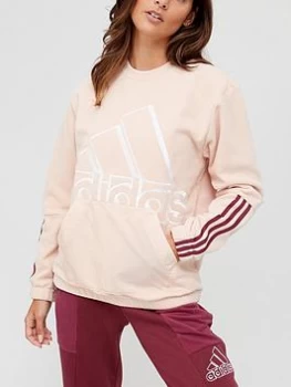 Image of adidas Brand Love Polarfleece Half Zip Sweat - Blush, Blush Size XS Women
