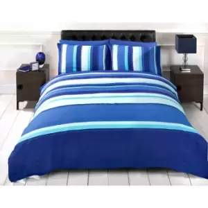 Image of Detroit Blue White Striped Duvet Cover Quilt Bedding Set, King Size