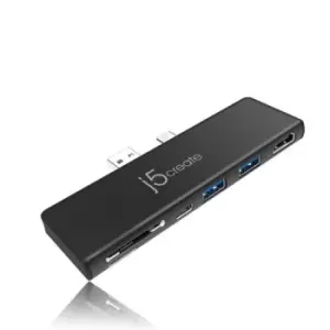 Image of j5create JCD324B Ultradrive Minidock for Surface Pro 7 includes 1x HDMI port and 3x USB ports Black
