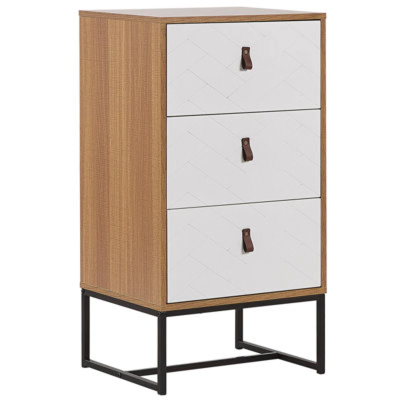 Image of Beliani 3 Drawer Chest Nueva Light Brown/ White