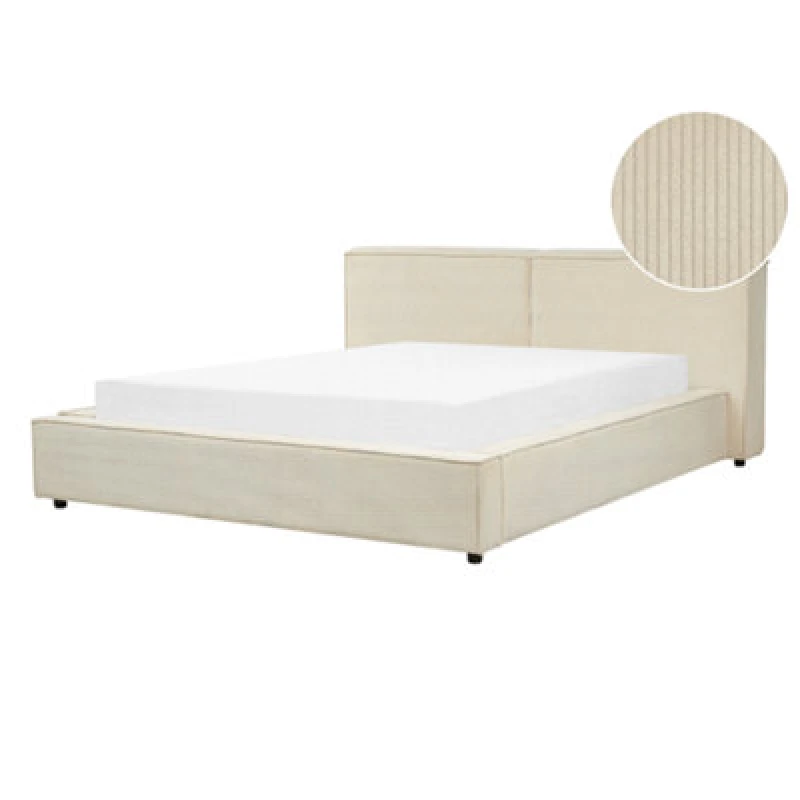 Image of Beliani Bed Corduroy Linards 160 X 200 Cm (Eu King Size) Beige