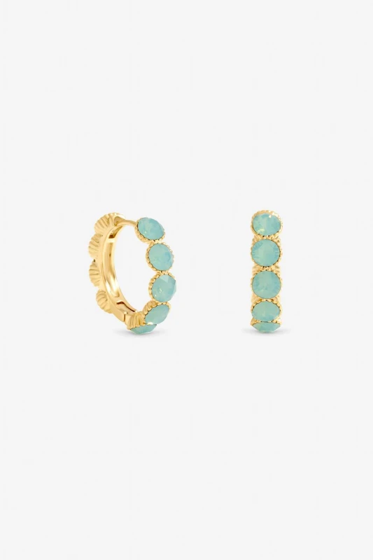 Image of Jon Richard Womens Gold Plated & Blue Round Hoop Earrings Gold Female One Size