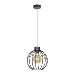 image of Pineta Black Wire Frame Pendant Ceiling Light 1x E27