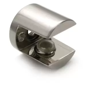 image of GTV - Small Plated Shelf Bracket Glass Shelf Support 4 - 8mm Thickness Shelves - Colour Brushed Chrome - Pack of 20