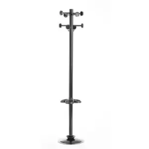 image of Coat & umbrella stand with 8 coat hooks and 8 umbrella hooks 1780mm high - black