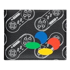 Image of NINTENDO SNES Logo Controllers All-over Print Bi-fold Wallet - Black