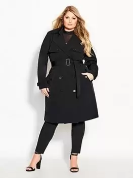 Image of City Chic Utility Trench, Black, Size 14, Women