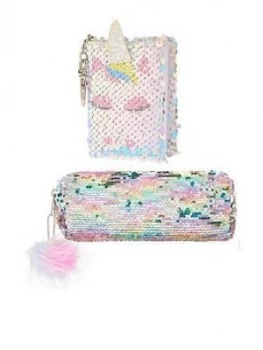 image of Monsoon Girls Unicorn Mini Notebook & Pencil Case Set - Multi