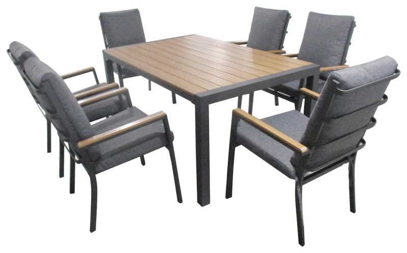 Image of Norfolk Leisure Lifestyle Easton Six Seater Dining Set with Cushions Stone