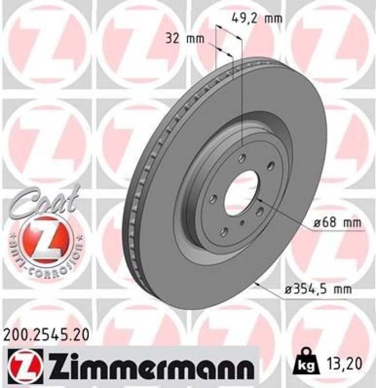 Image of ZIMMERMANN Brake disc ZIMMERMANN 200.2545.20