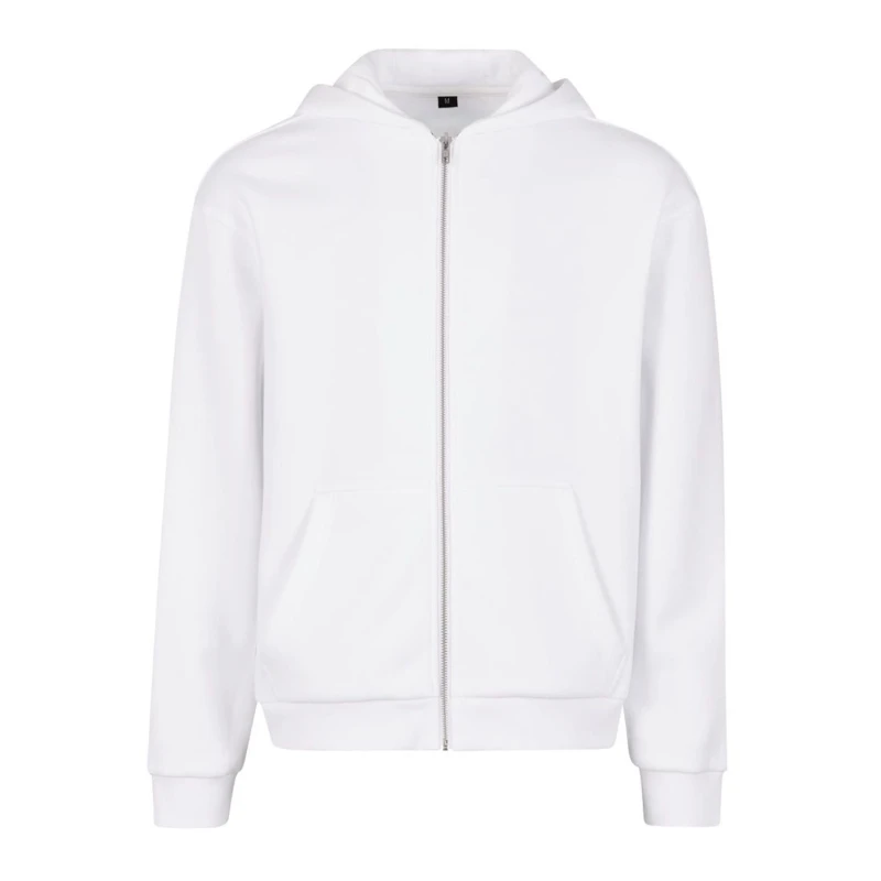 Image of Build Your Brand Mens Fluffy Full Zip Hoodie in White Size: Small White Male S