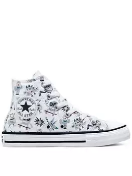 image of Converse Chuck Taylor All Star Hi Childrens Boys Creature Feature Trainers - White/Multi, Size 12