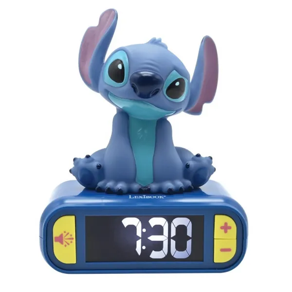 image of Lexibook 3D Disney Stitch Childrens Clock with Night Light Alarm Clocks One Size Multi 40486199000