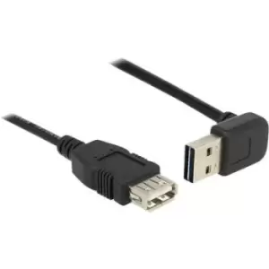 image of Delock USB cable USB 2.0 USB-A plug, USB-A socket 1m Black Duplex use connector, gold plated connectors, UL-approved 83547