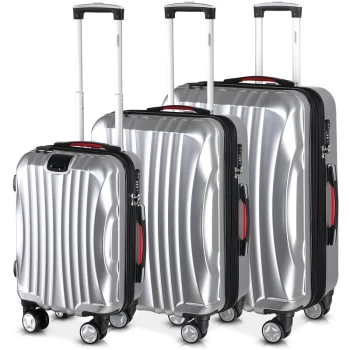 Image of Monzana 3Pcs Set USB Power Bank TSA Hand Silver Suitcases