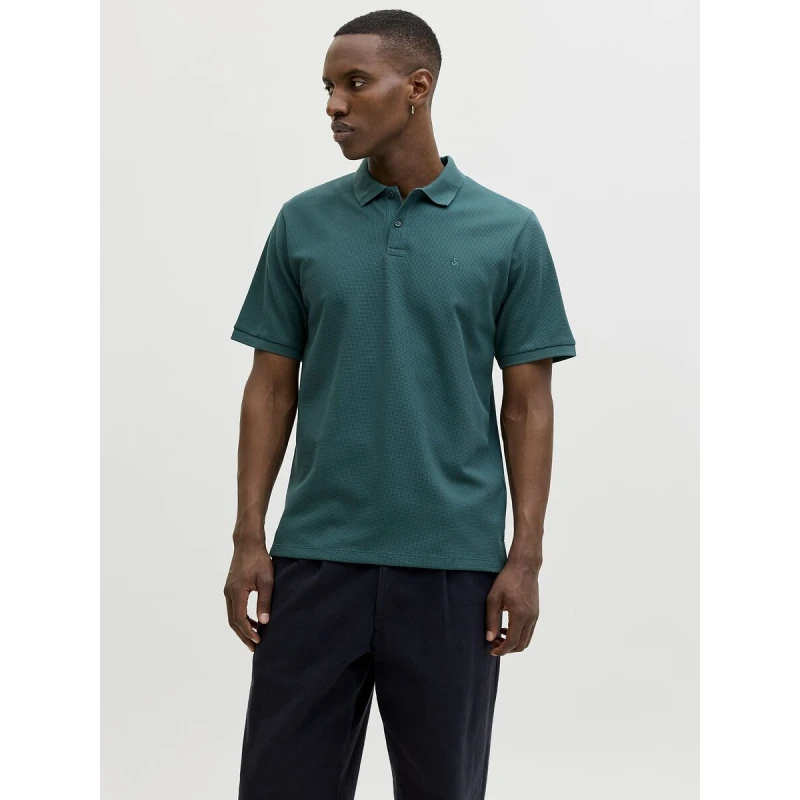 Image of jack & jones Austin Short Sleeve Polo Shirt blue/green Polyester S