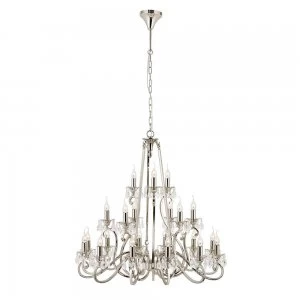 21 Light Chandelier Polished Nickel Plate Finish, E14