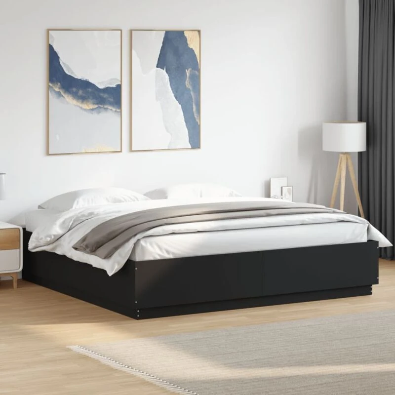Image of VIDAXL Bed Frame with LED without Mattress Black 200x200cm Vidaxl 8721012273191