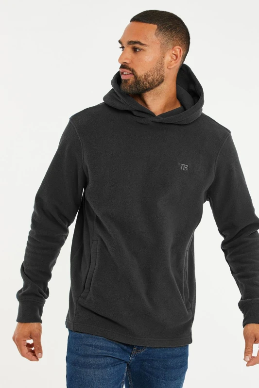 Image of Threadbare Threadbare Men 'Ryan' Microfleece Overhead Hoodie in Dark Grey Size: X-Large Dark Grey XL Male 7625914439727