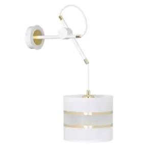 Image of Korno White Wall Lamp with Black, Gold Fabric Shades, 1x E27
