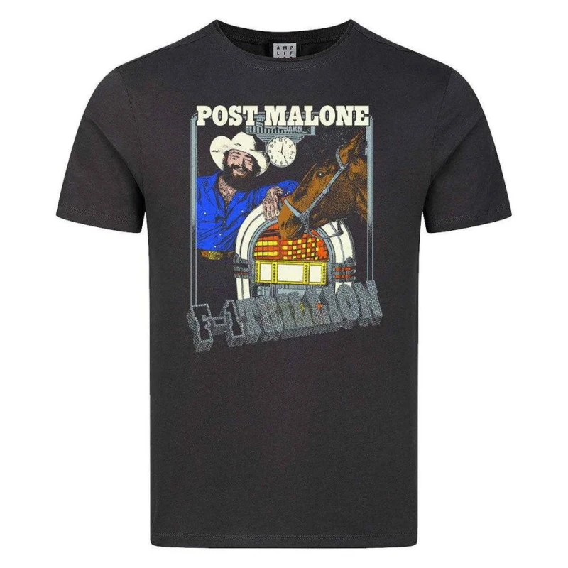 Image of Amplified Mens F-1 Trillion Post Malone T-Shirt in Charcoal Size: Large Charcoal Male L