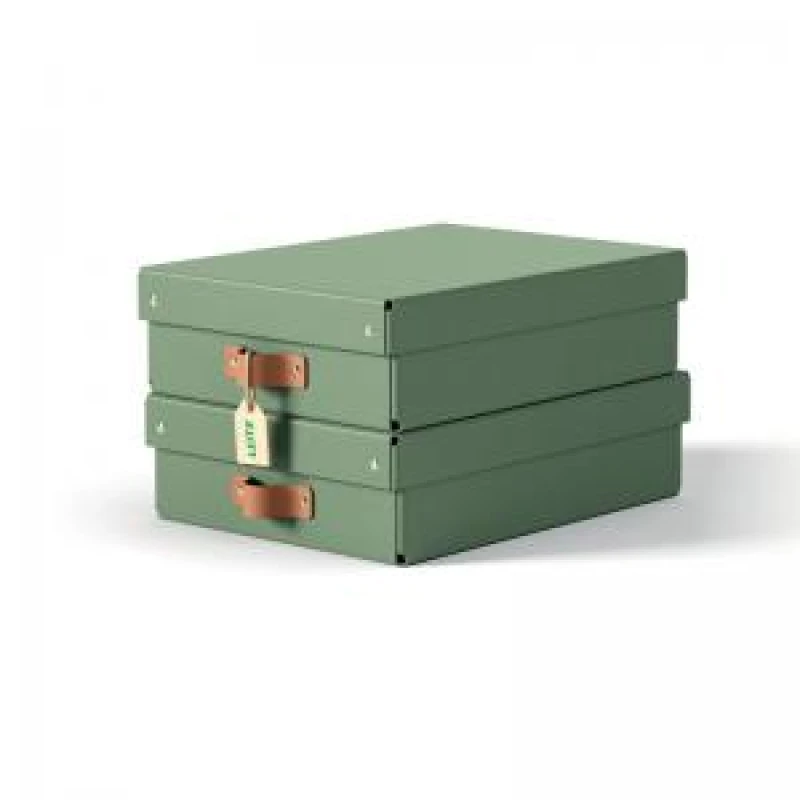 Image of Leitz Puro Storage Box with Lid Medium Low 8L Green 100 Recycled Card EXR70923AC