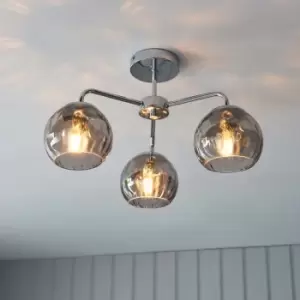 Image of Ensora Lighting Dimple 3Lt Semi Flush Light Fitting