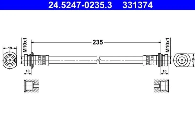 Image of ATE 24.5247-0235.3 Brake Hose Brake Hose (83)