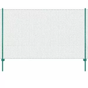 Image of Wire Mesh Fence with Posts Steel 25x1.5 m Green Vidaxl Green