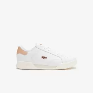 Image of Womens Lacoste Twin Serve Leather Trainers Size 8 UK White & Light Pink