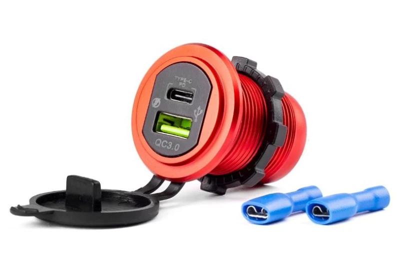 Image of AMiO 02859 Car mobile phone charger with cap, Number of inlets/outlets: 2x USB, Quick Charge 3.0 Aluminium Car mobile phone charger (100026)