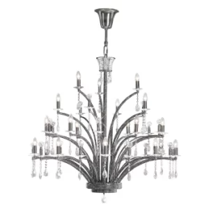 Image of Orlando Ceiling Pendant Chandelier 21 Light Black Chrome, Crystal (Item Requires Assembly)