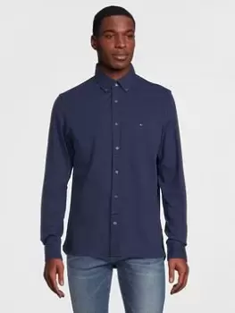 Image of Tommy Hilfiger Garment Dyed Pique Shirt - Navy Size M Men
